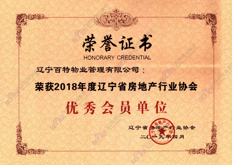 房地产行业协会优秀会员单位